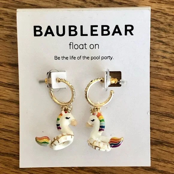 BaubleBar | “Float On” Pool Party Unicorn Earrings | .62” Length - Picture 1 of 2